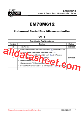 EM78M612DBM型号图片