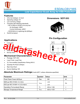 ESDALC6V1W5型号图片