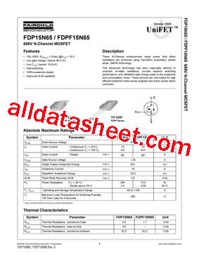 FDP15N65_0610型号图片