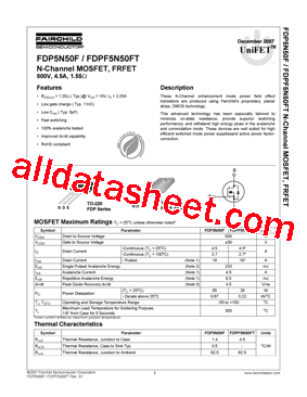 FDP5N50F型号图片