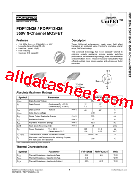 FDPF12N35型号图片