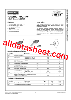 FDU3N40TU型号图片