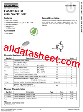FGA70N33BTDTU型号图片