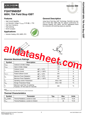 FGH75N60SF型号图片