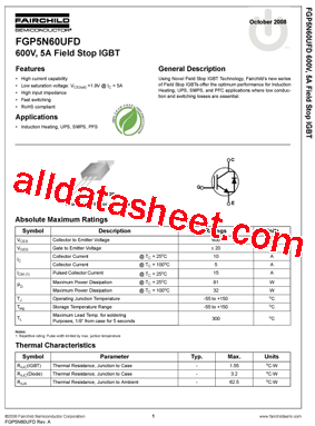 FGP5N60UFDTU型号图片