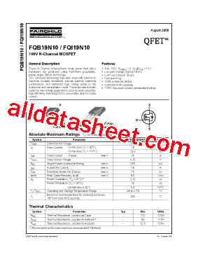 FQB19N10型号图片