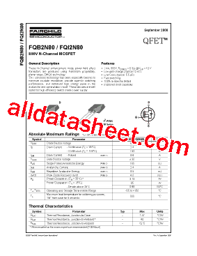 FQB2N80型号图片