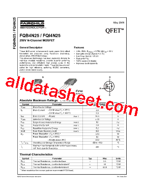 FQB4N25型号图片