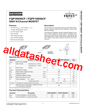 FQPF10N50CF型号图片
