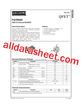FQT5N20型号图片