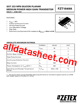 FZT1049ATA型号图片