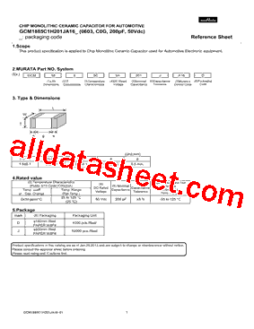 GCM1885C1H201JA16D型号图片