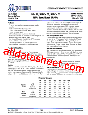 GS816018DGT-375I型号图片