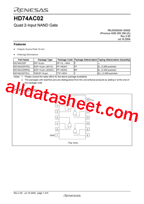 HD74AC02TELL型号图片