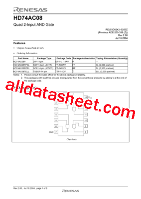 HD74AC08P型号图片