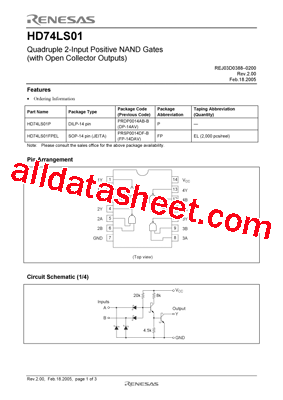 HD74LS01P型号图片