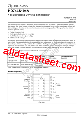 HD74LS194AP型号图片