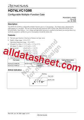 HD74LVC1G98CPE型号图片
