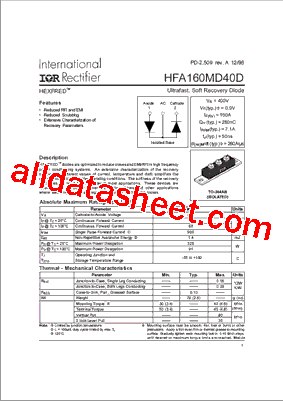 HFA160MD40D型号图片