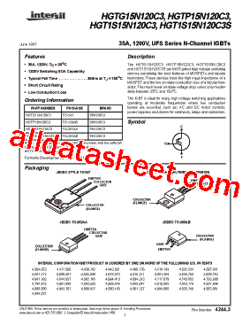 HGT1S15N120C3型号图片