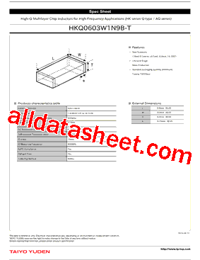HKQ0603W1N9B-T型号图片