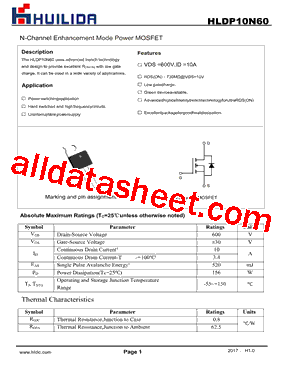 HLDP10N60型号图片