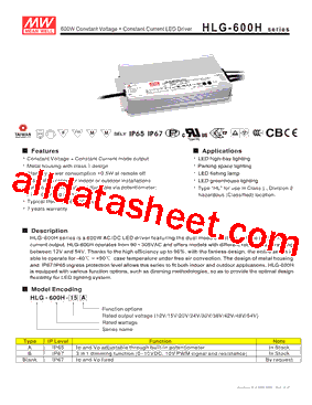 HLG-600H-20型号图片