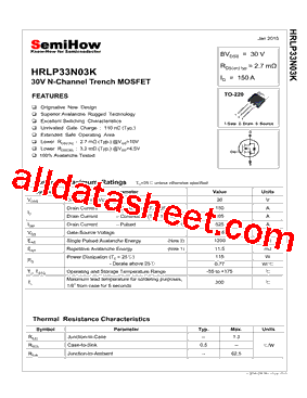 HRLP33N03K型号图片