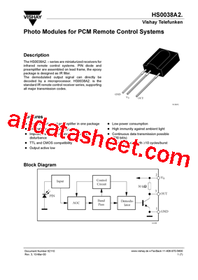 HS0038A2型号图片