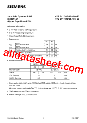 HYB5117805BSJ-50型号图片