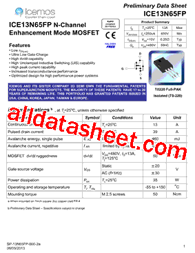 ICE13N65FP型号图片