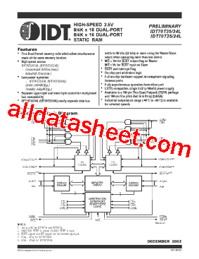 IDT70T25L20PFI型号图片