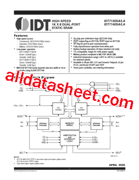 IDT7130LA100JGI型号图片