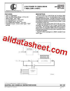 IDT71L024L100PZI型号图片