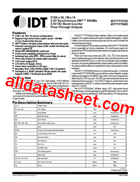 IDT71T7570280BG型号图片