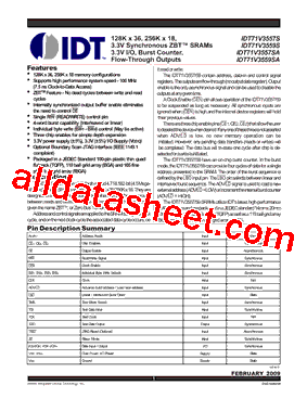 IDT71V3557SA85PFGI型号图片