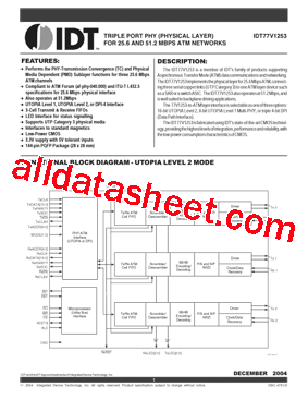 IDT77V1253L25PGI型号图片