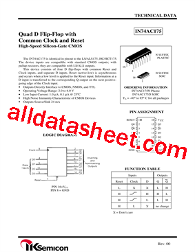 IN74AC175N型号图片