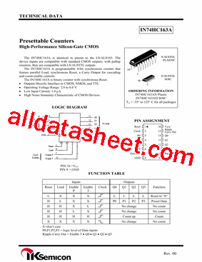IN74HC163AN型号图片