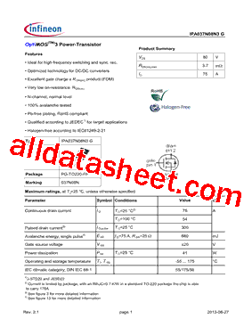 IPA037N08N3G型号图片