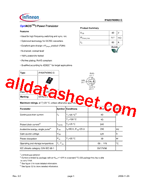 IPA057N08N3G型号图片