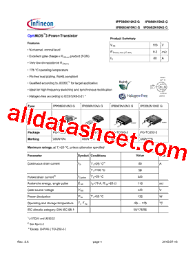 IPB083N10N3G型号图片