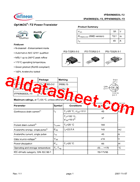 IPB45N06S3L-13型号图片
