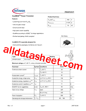 IPB60R125CP型号图片