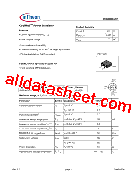 IPB60R385CP型号图片