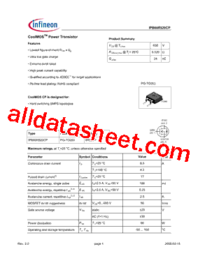 IPB60R520CP型号图片