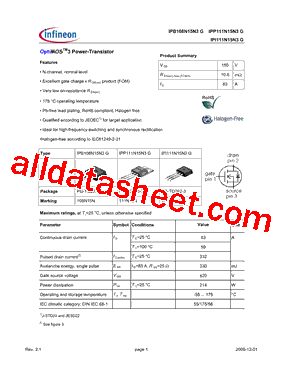 IPI111N15N3G型号图片