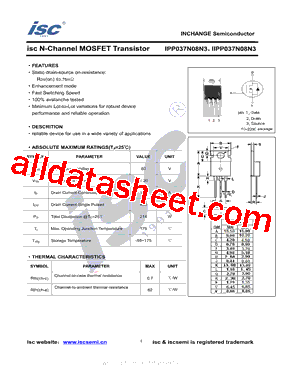 IPP037N08N3GXKSA1型号图片