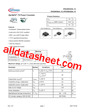 IPP22N03S4L-15型号图片