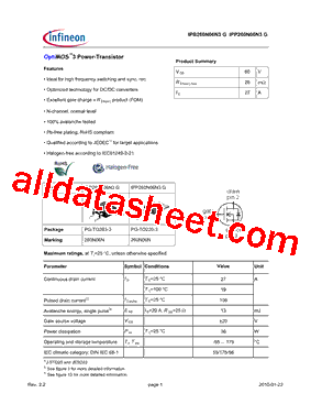 IPP260N06N3G型号图片